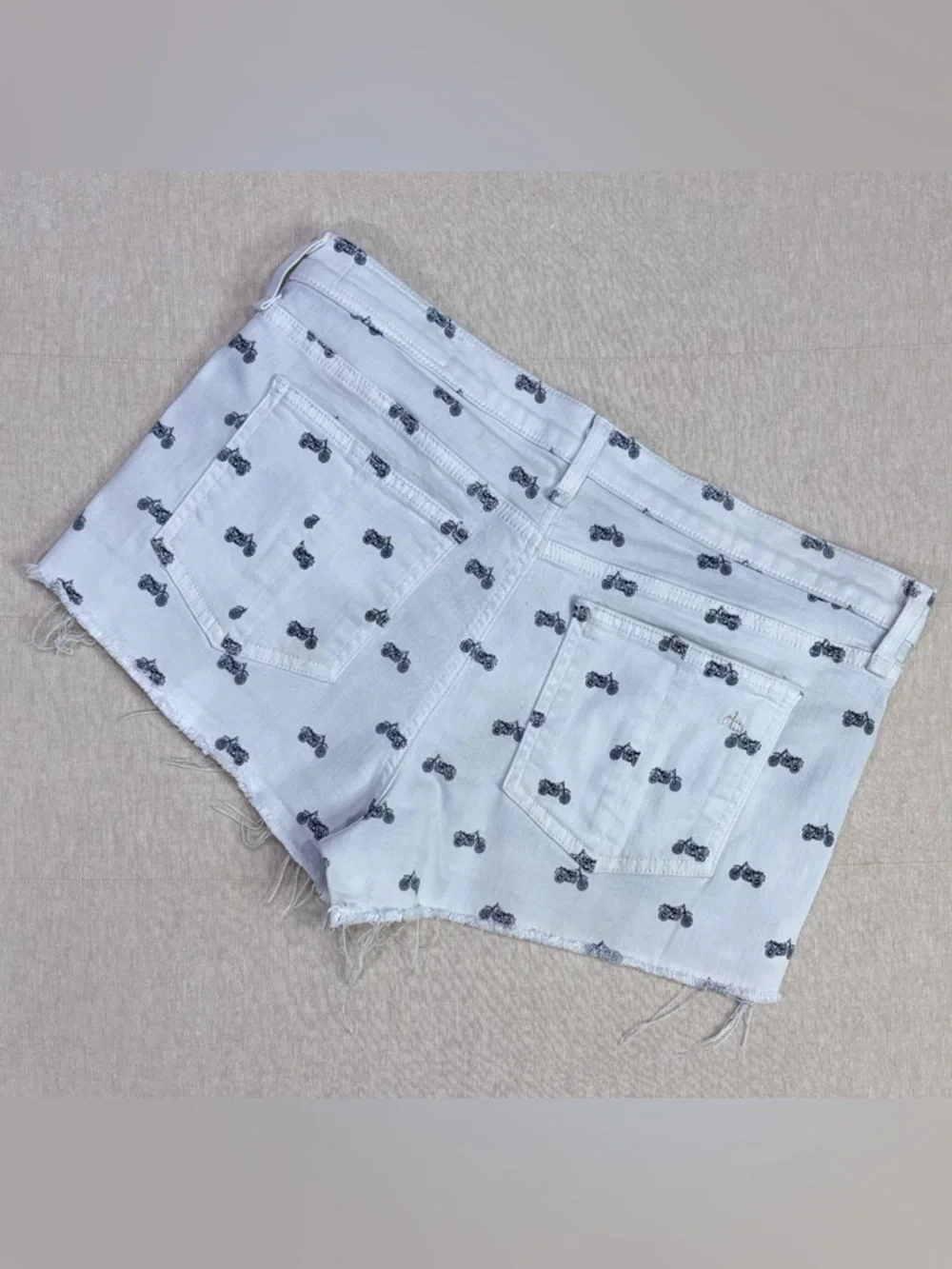Rag & Bone Jean Moto Print Cutoff Shorts White Low Rise Festival 28